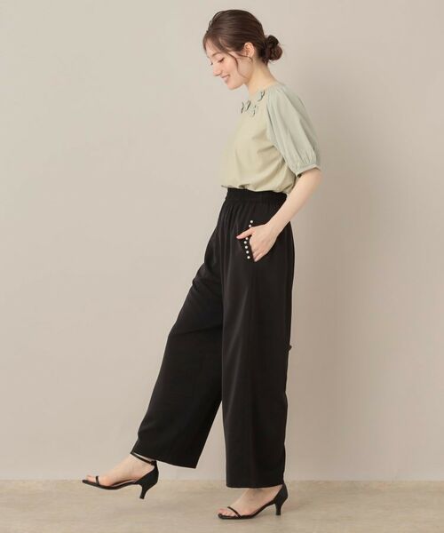 Couture Brooch / クチュールブローチ パンツ | 【マルチデザイン・楽ちん】フェイクパール リラックスワイドパンツ | 詳細12