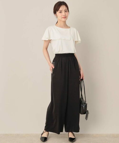 Couture Brooch / クチュールブローチ パンツ | 【マルチデザイン・楽ちん】フェイクパール リラックスワイドパンツ | 詳細17