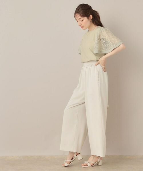 Couture Brooch / クチュールブローチ パンツ | 【マルチデザイン・楽ちん】フェイクパール リラックスワイドパンツ | 詳細2