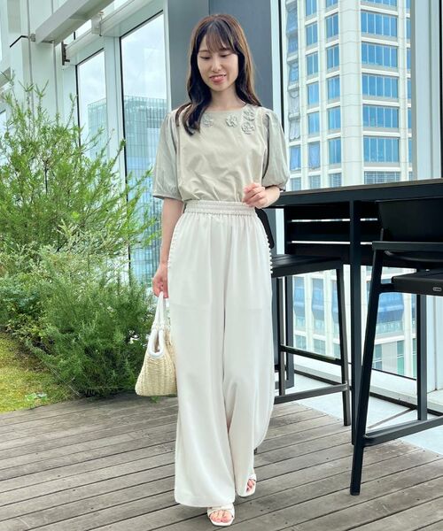 Couture Brooch / クチュールブローチ パンツ | 【マルチデザイン・楽ちん】フェイクパール リラックスワイドパンツ | 詳細7