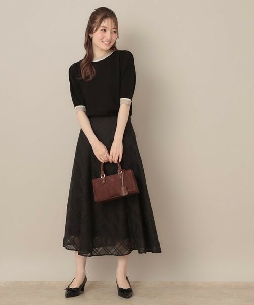 Couture Brooch / クチュールブローチ スカート | 【美シルエット・通勤】シアーチェックオーガンジースカート | 詳細1