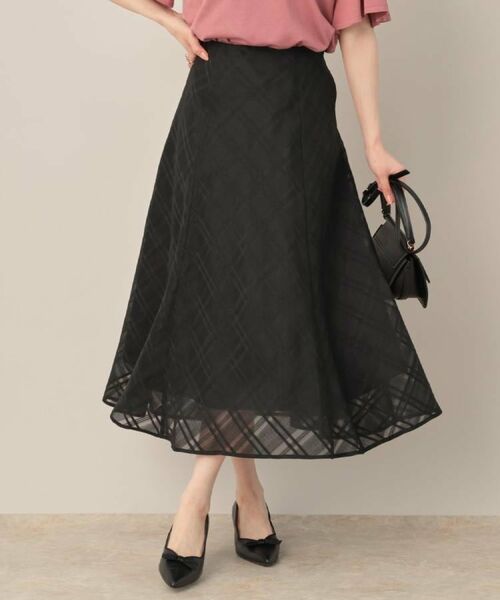 Couture Brooch / クチュールブローチ スカート | 【美シルエット・通勤】シアーチェックオーガンジースカート | 詳細10