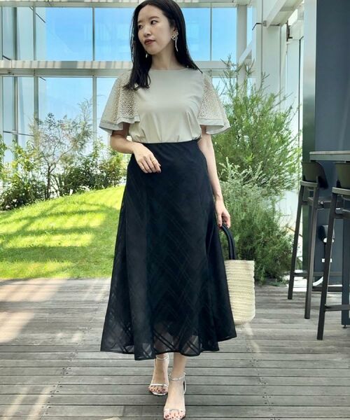 Couture Brooch / クチュールブローチ スカート | 【美シルエット・通勤】シアーチェックオーガンジースカート | 詳細11