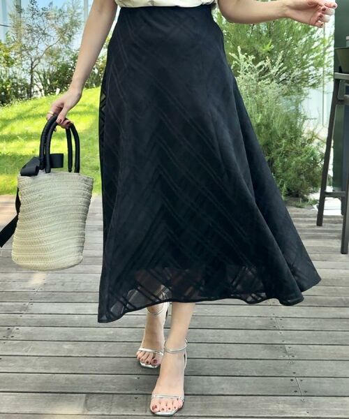 Couture Brooch / クチュールブローチ スカート | 【美シルエット・通勤】シアーチェックオーガンジースカート | 詳細14