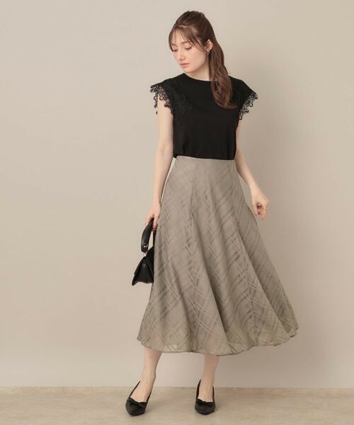 Couture Brooch / クチュールブローチ スカート | 【美シルエット・通勤】シアーチェックオーガンジースカート | 詳細15