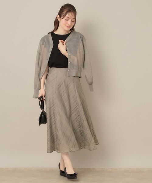 Couture Brooch / クチュールブローチ スカート | 【美シルエット・通勤】シアーチェックオーガンジースカート | 詳細18