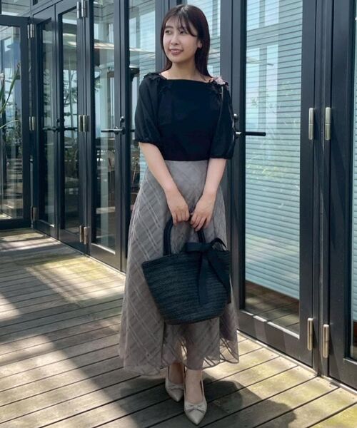 Couture Brooch / クチュールブローチ スカート | 【美シルエット・通勤】シアーチェックオーガンジースカート | 詳細22