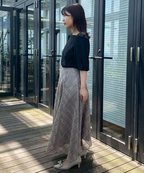 Couture Brooch / クチュールブローチ スカート | 【美シルエット・通勤】シアーチェックオーガンジースカート | 詳細23