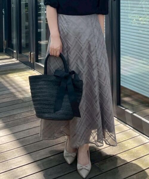 Couture Brooch / クチュールブローチ スカート | 【美シルエット・通勤】シアーチェックオーガンジースカート | 詳細25