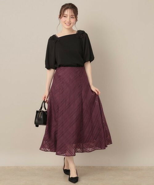 Couture Brooch / クチュールブローチ スカート | 【美シルエット・通勤】シアーチェックオーガンジースカート | 詳細26