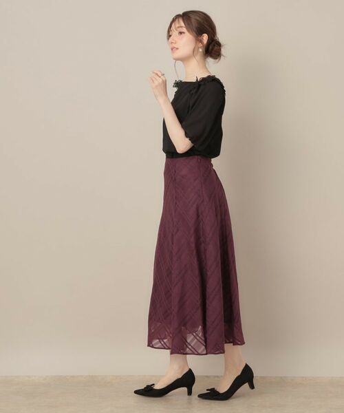 Couture Brooch / クチュールブローチ スカート | 【美シルエット・通勤】シアーチェックオーガンジースカート | 詳細27