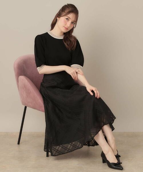 Couture Brooch / クチュールブローチ スカート | 【美シルエット・通勤】シアーチェックオーガンジースカート | 詳細4