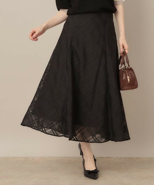 Couture Brooch / クチュールブローチ スカート | 【美シルエット・通勤】シアーチェックオーガンジースカート | 詳細5