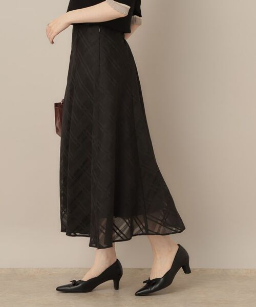 Couture Brooch / クチュールブローチ スカート | 【美シルエット・通勤】シアーチェックオーガンジースカート | 詳細6