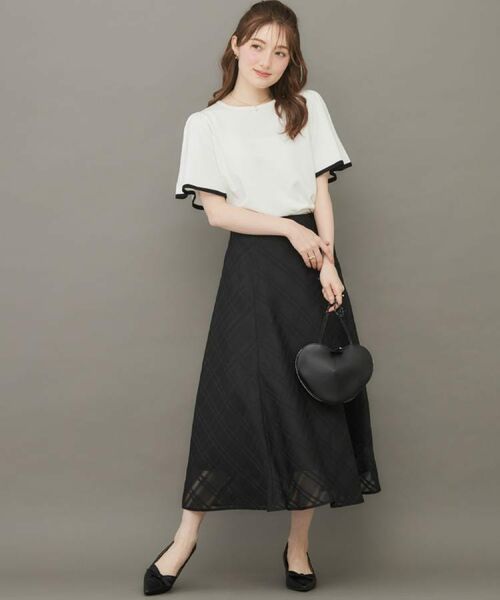 Couture Brooch / クチュールブローチ スカート | 【美シルエット・通勤】シアーチェックオーガンジースカート | 詳細8