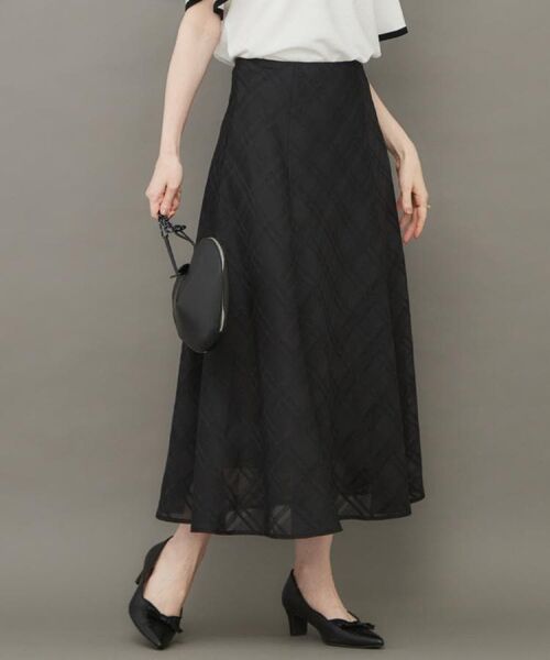 Couture Brooch / クチュールブローチ スカート | 【美シルエット・通勤】シアーチェックオーガンジースカート | 詳細9