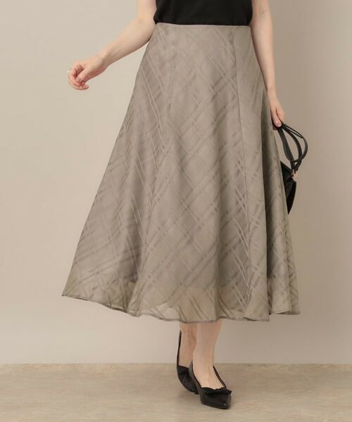 Couture Brooch / クチュールブローチ スカート | 【美シルエット・通勤】シアーチェックオーガンジースカート(トープ(054))