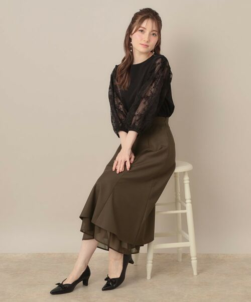 Couture Brooch / クチュールブローチ スカート | 【マシンウォッシャブル・美シルエット】裾シアーフレアスカート | 詳細14