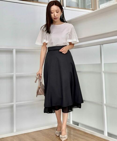 Couture Brooch / クチュールブローチ スカート | 【マシンウォッシャブル・美シルエット】裾シアーフレアスカート | 詳細8