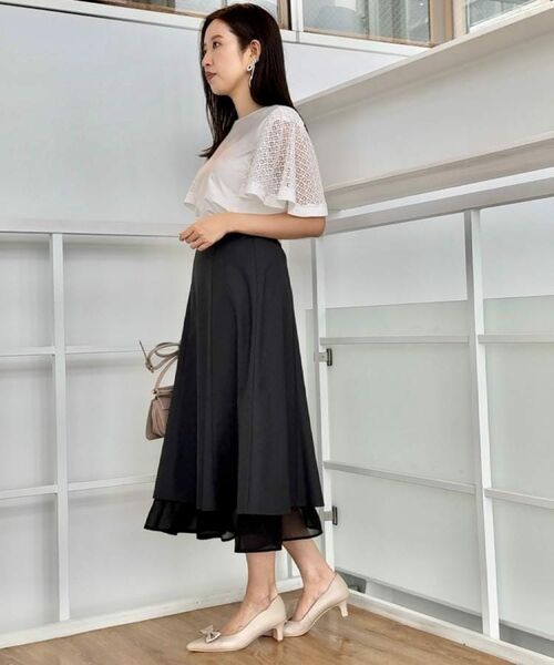 Couture Brooch / クチュールブローチ スカート | 【マシンウォッシャブル・美シルエット】裾シアーフレアスカート | 詳細9