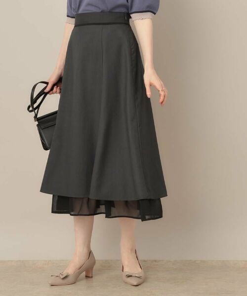 Couture Brooch / クチュールブローチ スカート | 【マシンウォッシャブル・美シルエット】裾シアーフレアスカート(チャコールグレー(014))