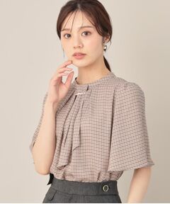 Couture Brooch / クチュールブローチ シャツ・ブラウス | 【着映え・5分袖・通勤】パール調タイチェックプリントブラウス