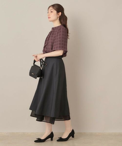 Couture Brooch / クチュールブローチ シャツ・ブラウス | 【着映え・5分袖・通勤】パール調タイチェックプリントブラウス | 詳細18