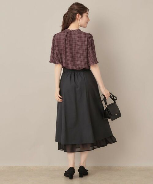 Couture Brooch / クチュールブローチ シャツ・ブラウス | 【着映え・5分袖・通勤】パール調タイチェックプリントブラウス | 詳細19