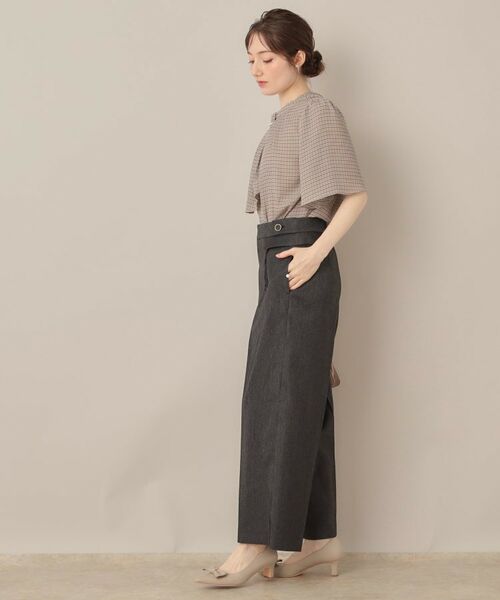 Couture Brooch / クチュールブローチ シャツ・ブラウス | 【着映え・5分袖・通勤】パール調タイチェックプリントブラウス | 詳細2