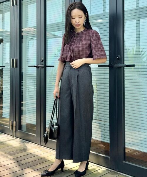 Couture Brooch / クチュールブローチ シャツ・ブラウス | 【着映え・5分袖・通勤】パール調タイチェックプリントブラウス | 詳細30