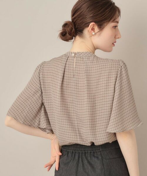 Couture Brooch / クチュールブローチ シャツ・ブラウス | 【着映え・5分袖・通勤】パール調タイチェックプリントブラウス | 詳細7