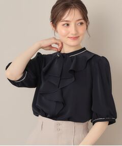 Couture Brooch / クチュールブローチ シャツ・ブラウス | 【華やか・5分袖・通勤】配色フリルタイブラウス