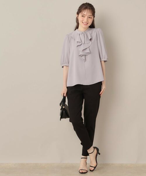 Couture Brooch / クチュールブローチ シャツ・ブラウス | 【華やか・5分袖・通勤】配色フリルタイブラウス | 詳細16