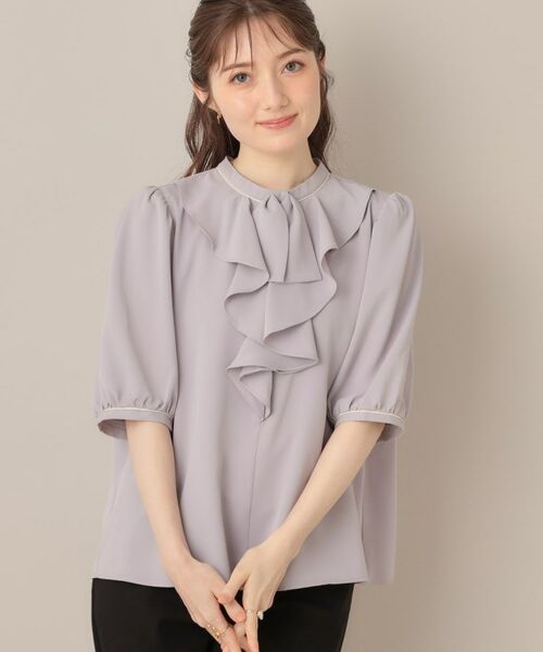 Couture Brooch / クチュールブローチ シャツ・ブラウス | 【華やか・5分袖・通勤】配色フリルタイブラウス | 詳細19