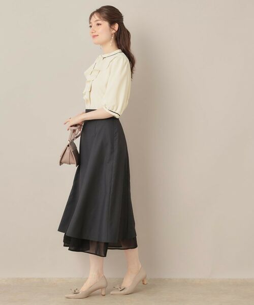 Couture Brooch / クチュールブローチ シャツ・ブラウス | 【華やか・5分袖・通勤】配色フリルタイブラウス | 詳細2