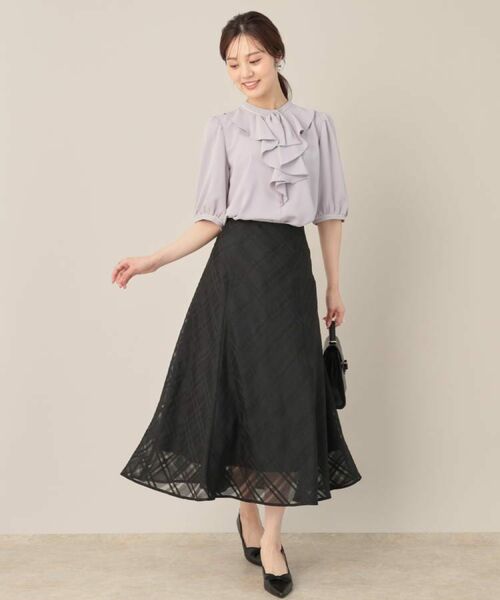 Couture Brooch / クチュールブローチ シャツ・ブラウス | 【華やか・5分袖・通勤】配色フリルタイブラウス | 詳細22