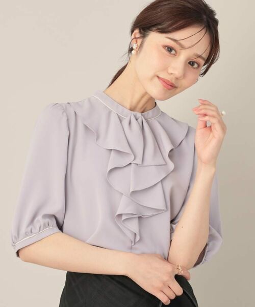Couture Brooch / クチュールブローチ シャツ・ブラウス | 【華やか・5分袖・通勤】配色フリルタイブラウス | 詳細23