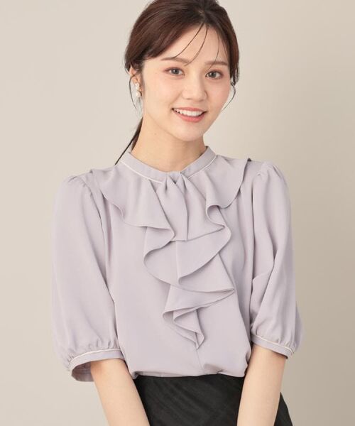 Couture Brooch / クチュールブローチ シャツ・ブラウス | 【華やか・5分袖・通勤】配色フリルタイブラウス | 詳細24