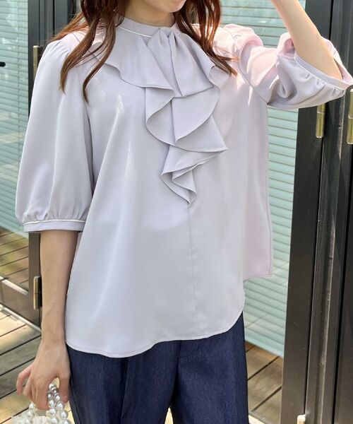 Couture Brooch / クチュールブローチ シャツ・ブラウス | 【華やか・5分袖・通勤】配色フリルタイブラウス | 詳細28