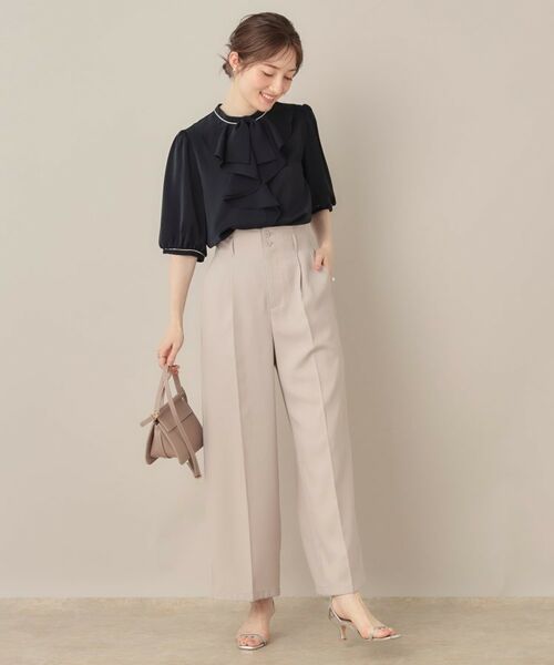 Couture Brooch / クチュールブローチ シャツ・ブラウス | 【華やか・5分袖・通勤】配色フリルタイブラウス | 詳細29