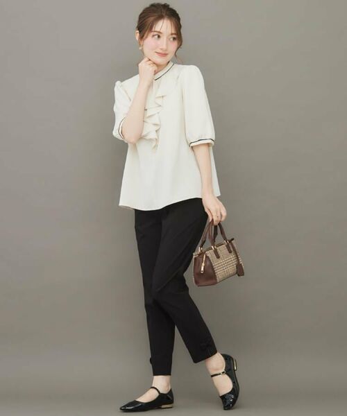 Couture Brooch / クチュールブローチ シャツ・ブラウス | 【華やか・5分袖・通勤】配色フリルタイブラウス | 詳細7