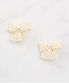 Couture Brooch / クチュールブローチ ピアス・イヤリング | パール調リボンモチーフピアス