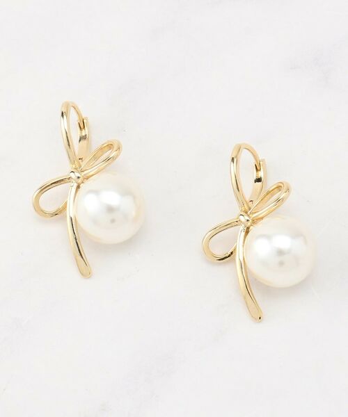 Couture Brooch / クチュールブローチ ピアス・イヤリング | ノットリボン一粒パール調ピアス | 詳細1