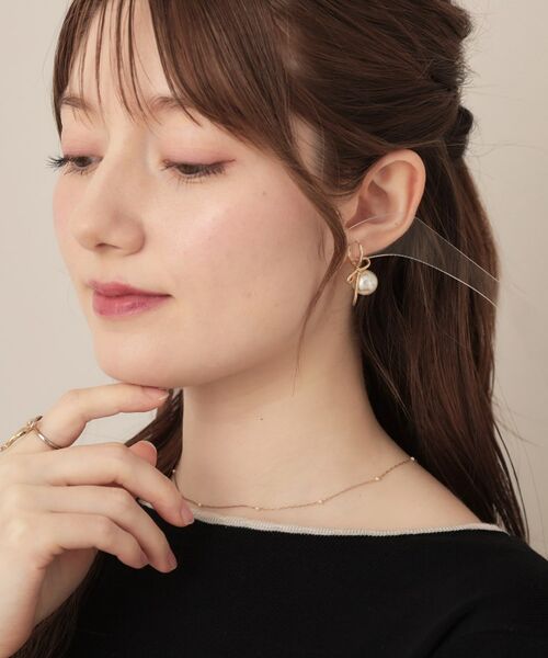 Couture Brooch / クチュールブローチ ピアス・イヤリング | ノットリボン一粒パール調ピアス | 詳細5