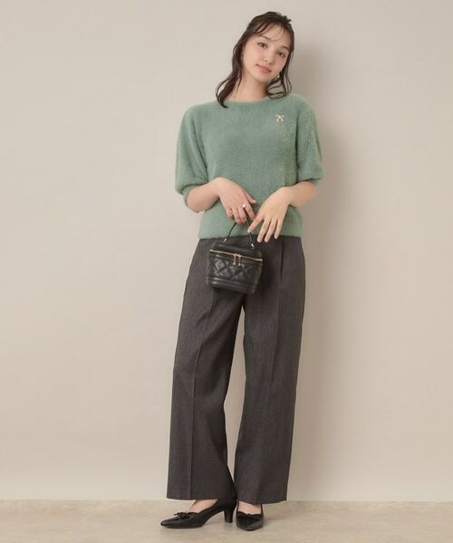 Couture Brooch / クチュールブローチ ニット・セーター | 【着映え・5分袖・フェミニン】ラメフェザー半袖ニット | 詳細11