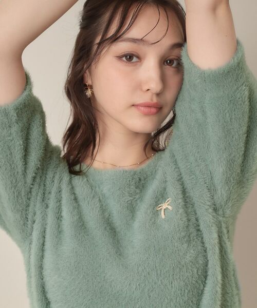 Couture Brooch / クチュールブローチ ニット・セーター | 【着映え・5分袖・フェミニン】ラメフェザー半袖ニット | 詳細15