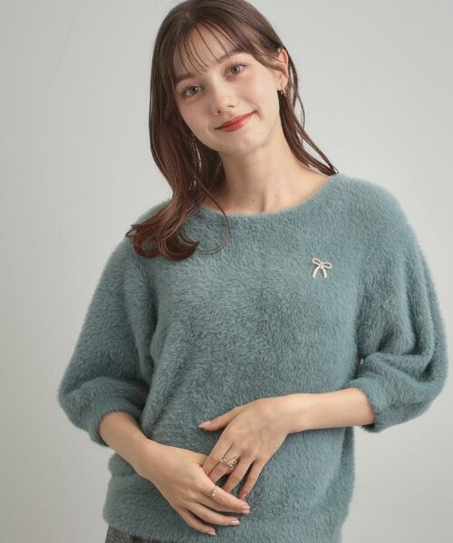 Couture Brooch / クチュールブローチ ニット・セーター | 【着映え・5分袖・フェミニン】ラメフェザー半袖ニット | 詳細18