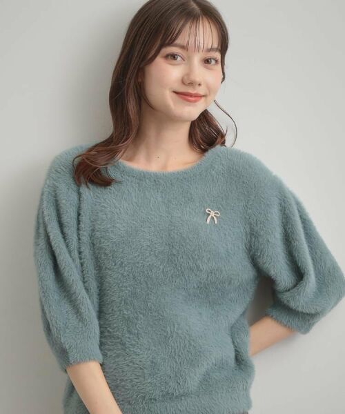 Couture Brooch / クチュールブローチ ニット・セーター | 【着映え・5分袖・フェミニン】ラメフェザー半袖ニット | 詳細19