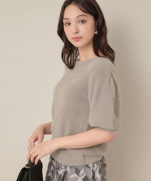 Couture Brooch / クチュールブローチ ニット・セーター | 【着映え・5分袖・フェミニン】ラメフェザー半袖ニット | 詳細28