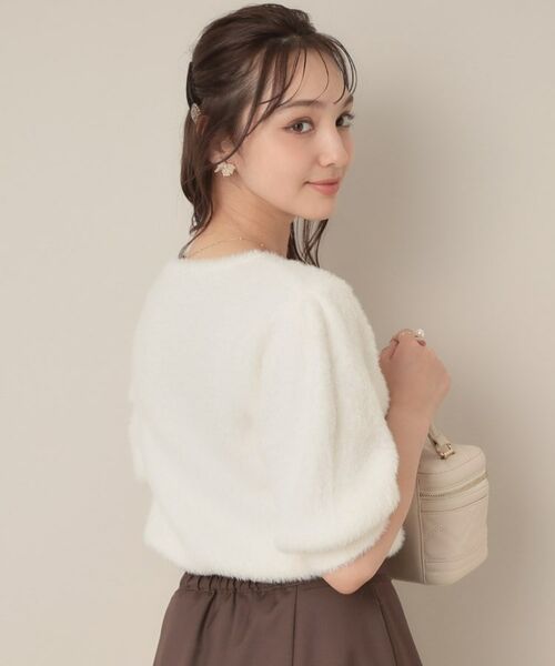 Couture Brooch / クチュールブローチ ニット・セーター | 【着映え・5分袖・フェミニン】ラメフェザー半袖ニット | 詳細6